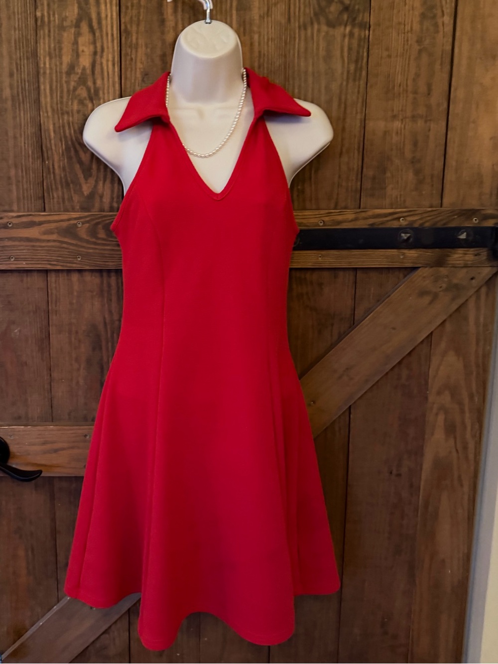 Source Unknown Red Halter Collar Mini Dress